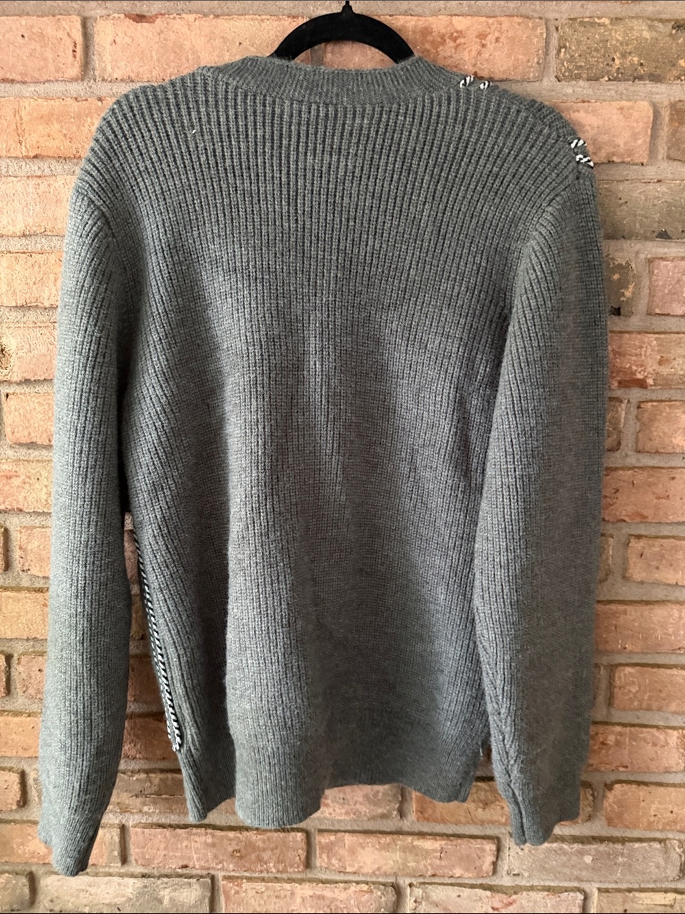 Commense Gray Ribbed Cardigan with Denim Patch Pockets - Picture 8 of 12